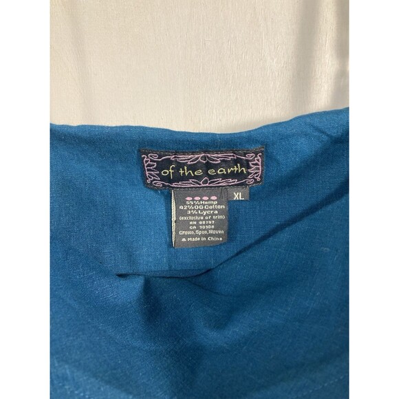 Of The Earth Hemp Cotton Linen-style Sundress Dress Blue XL Y2K Hippie Chic - Picture 4 of 7